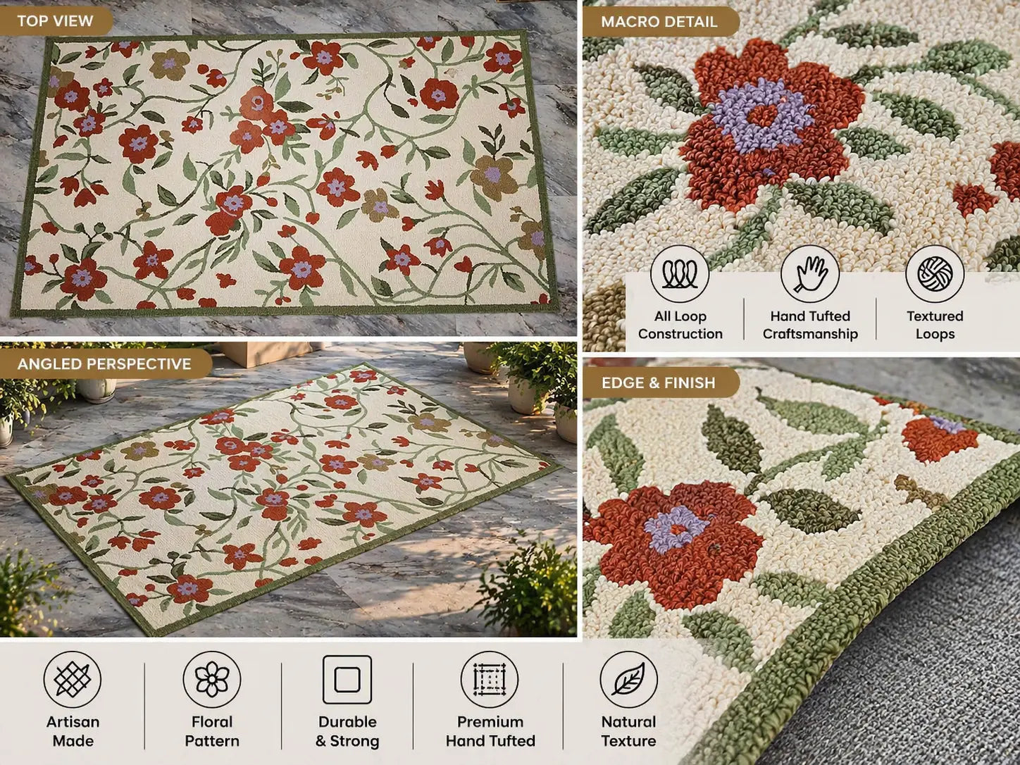 AR-004 | Floral Vine Hand-Tufted Rug My Store