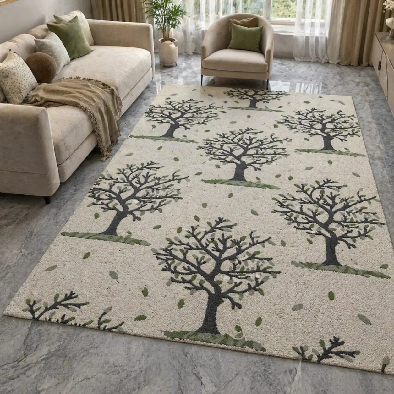 AR-009 | Tree Pattern Hand-Tufted Rug My Store