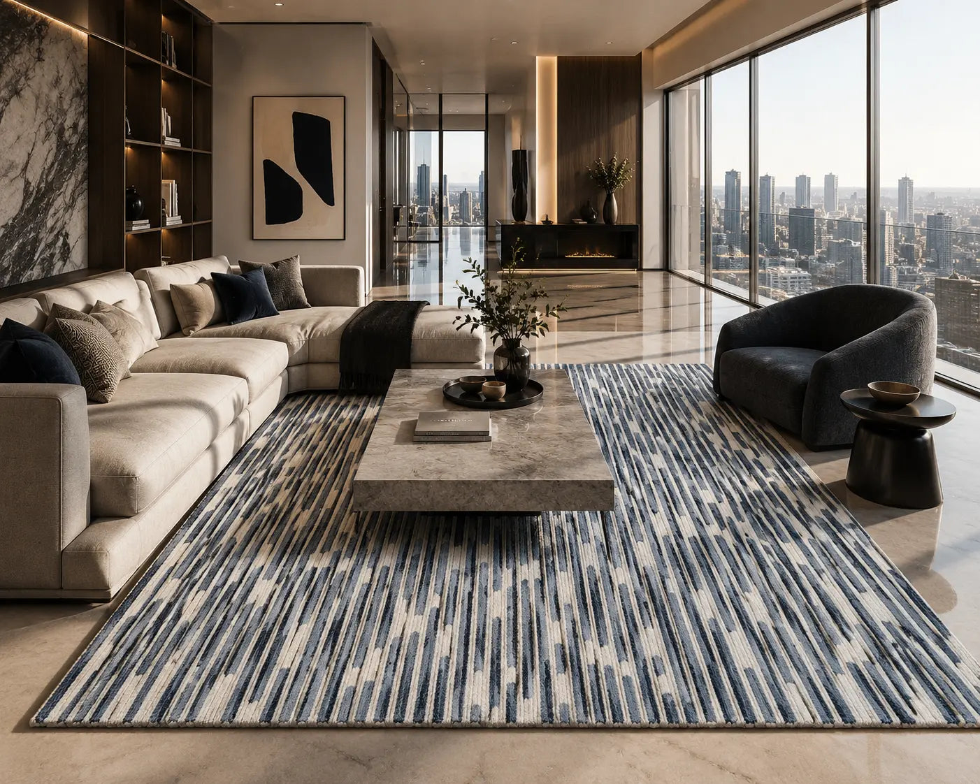 AR-016 | Linear Abstract Hand-Tufted Rug My Store
