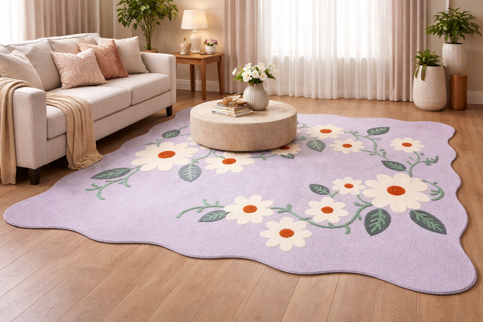 AR-015 | Daisy Floral Hand-Tufted Rug