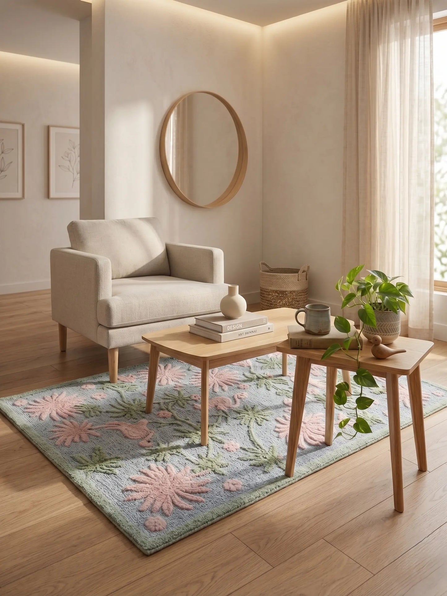AR-008 | Floral Bird Hand-Tufted Rug My Store