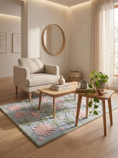 AR-008 | Floral Bird Hand-Tufted Rug My Store