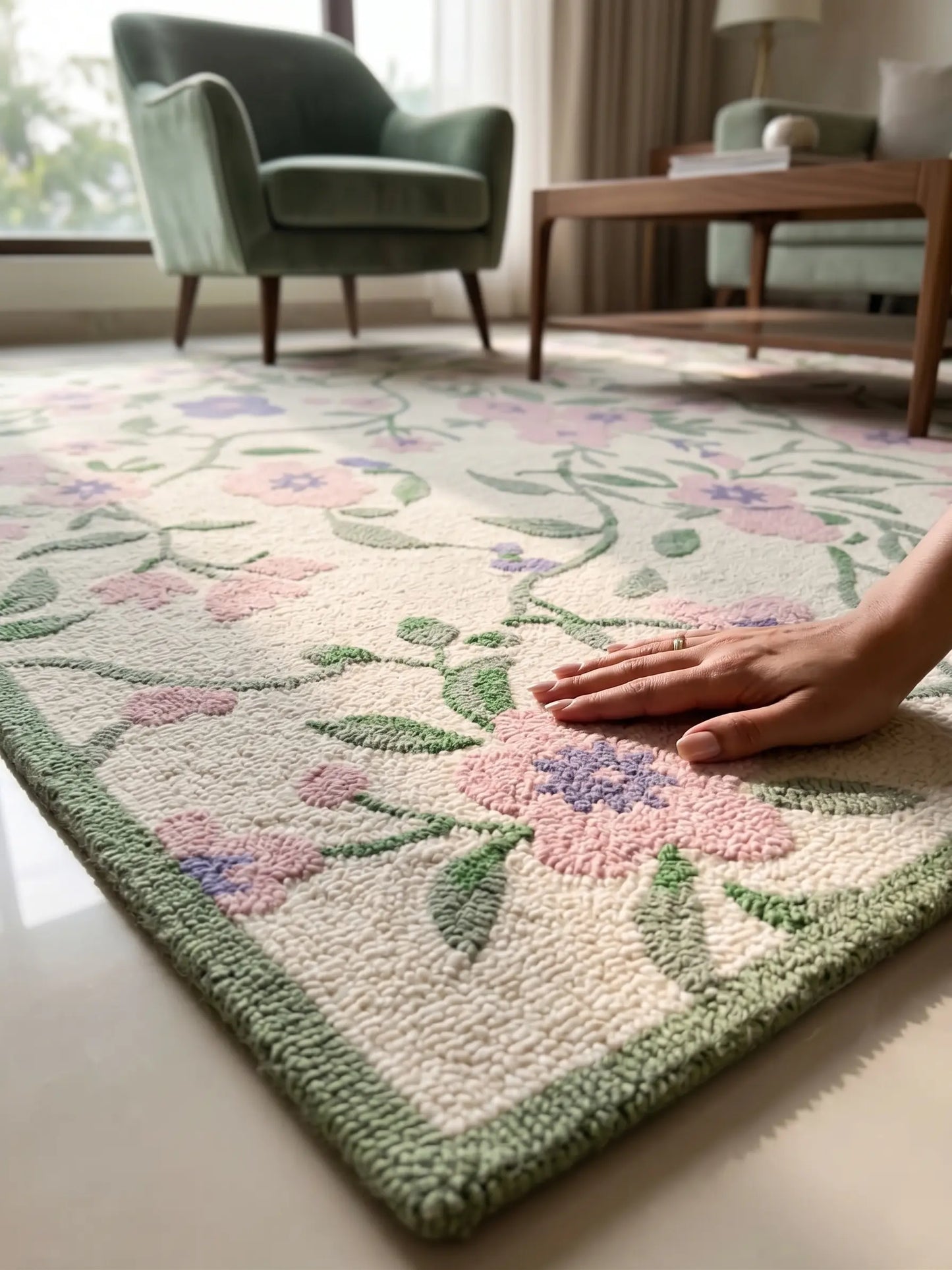 AR-012 | Floral Vine Hand-Tufted Rug My Store