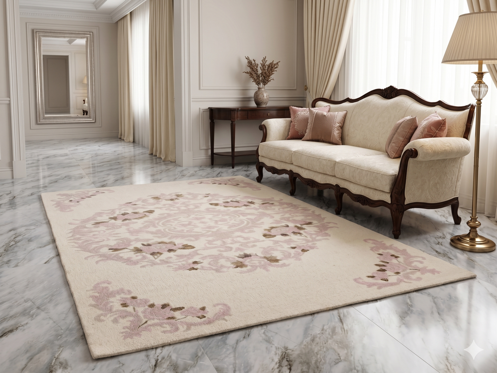 AR-003 | Classic Floral Medallion Hand-Tufted Rug