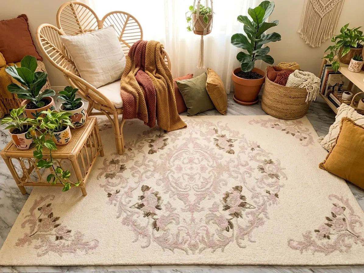 AR-003 | Classic Floral Medallion Hand-Tufted Rug My Store