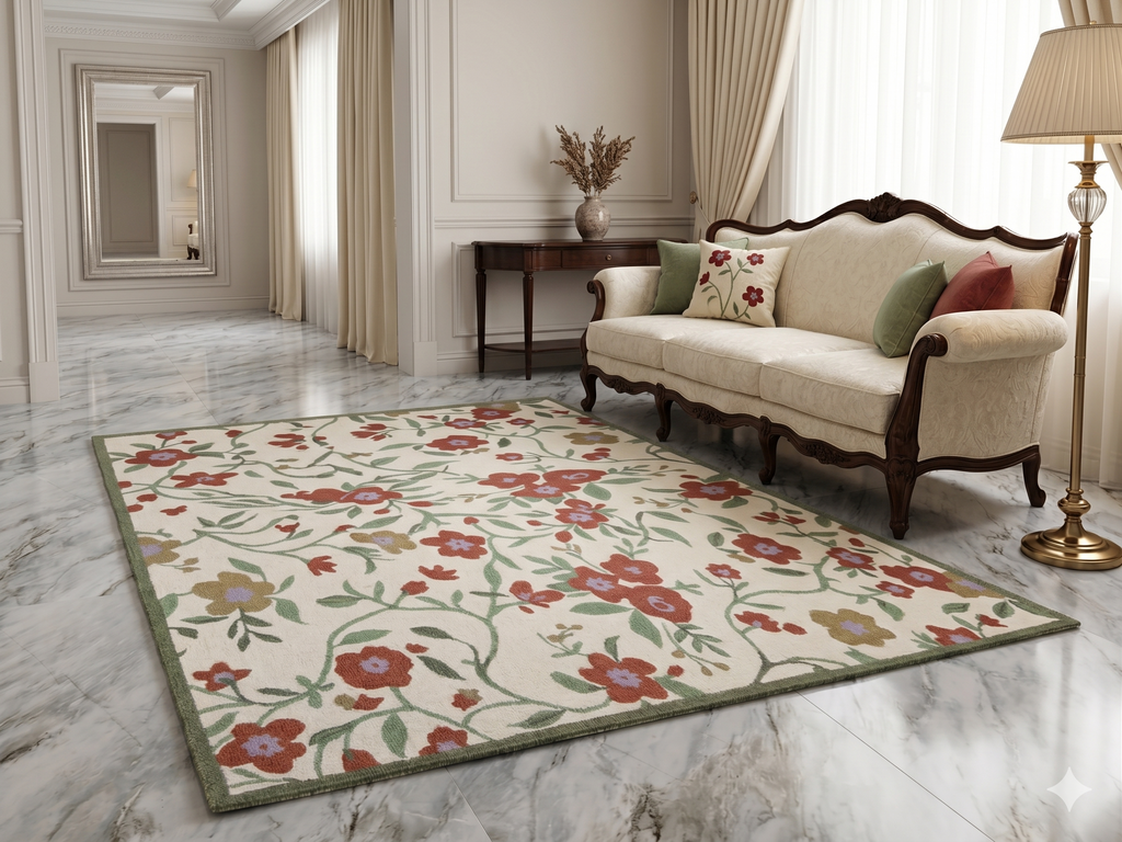 AR-004 | Floral Vine Hand-Tufted Rug