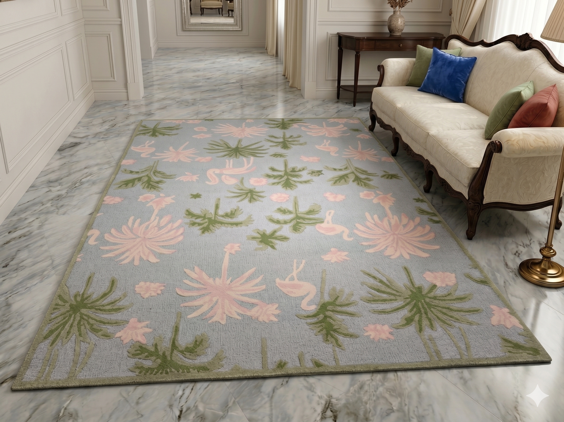 AR-008 | Floral Bird Hand-Tufted Rug