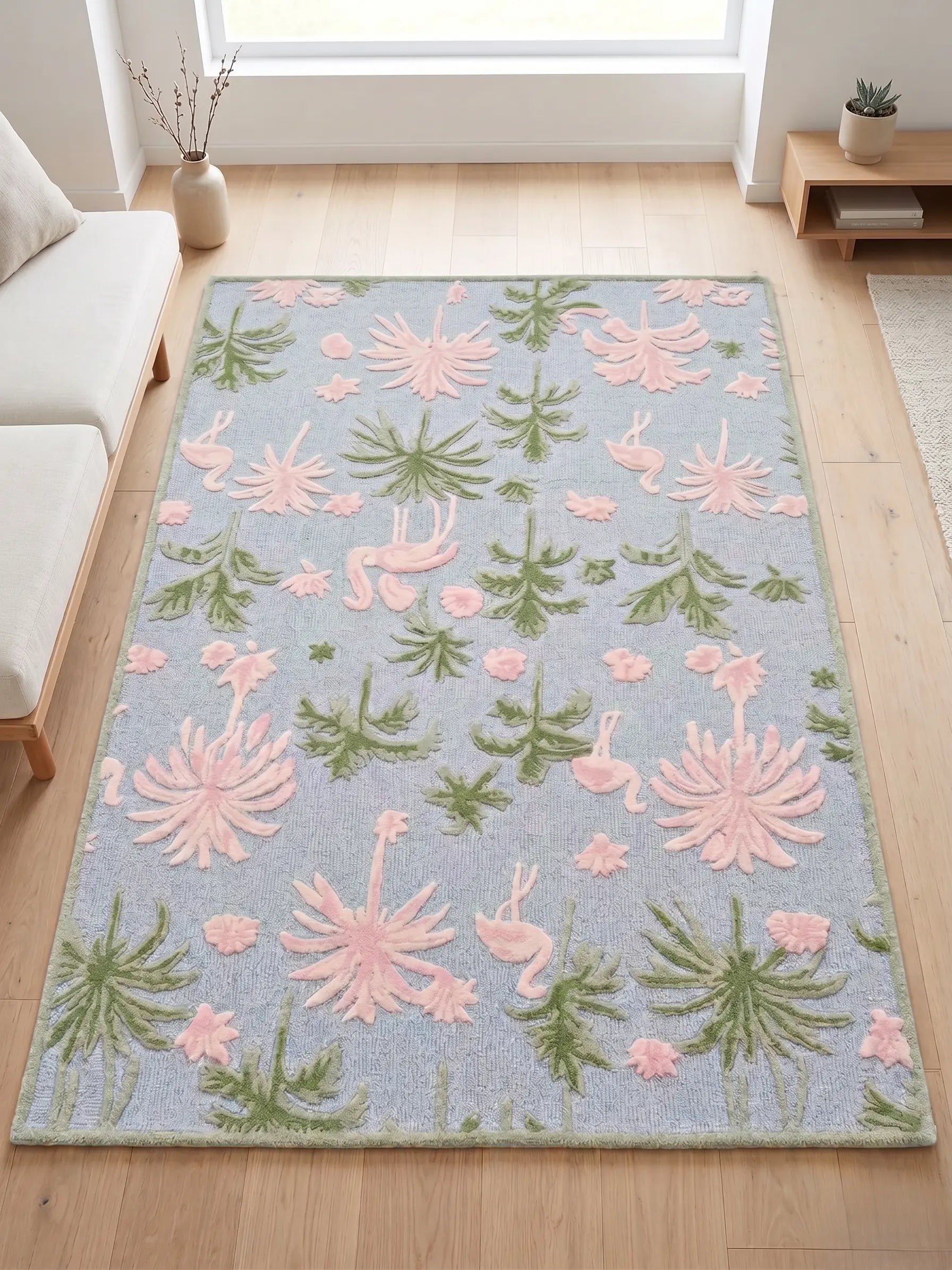 AR-008 | Floral Bird Hand-Tufted Rug My Store