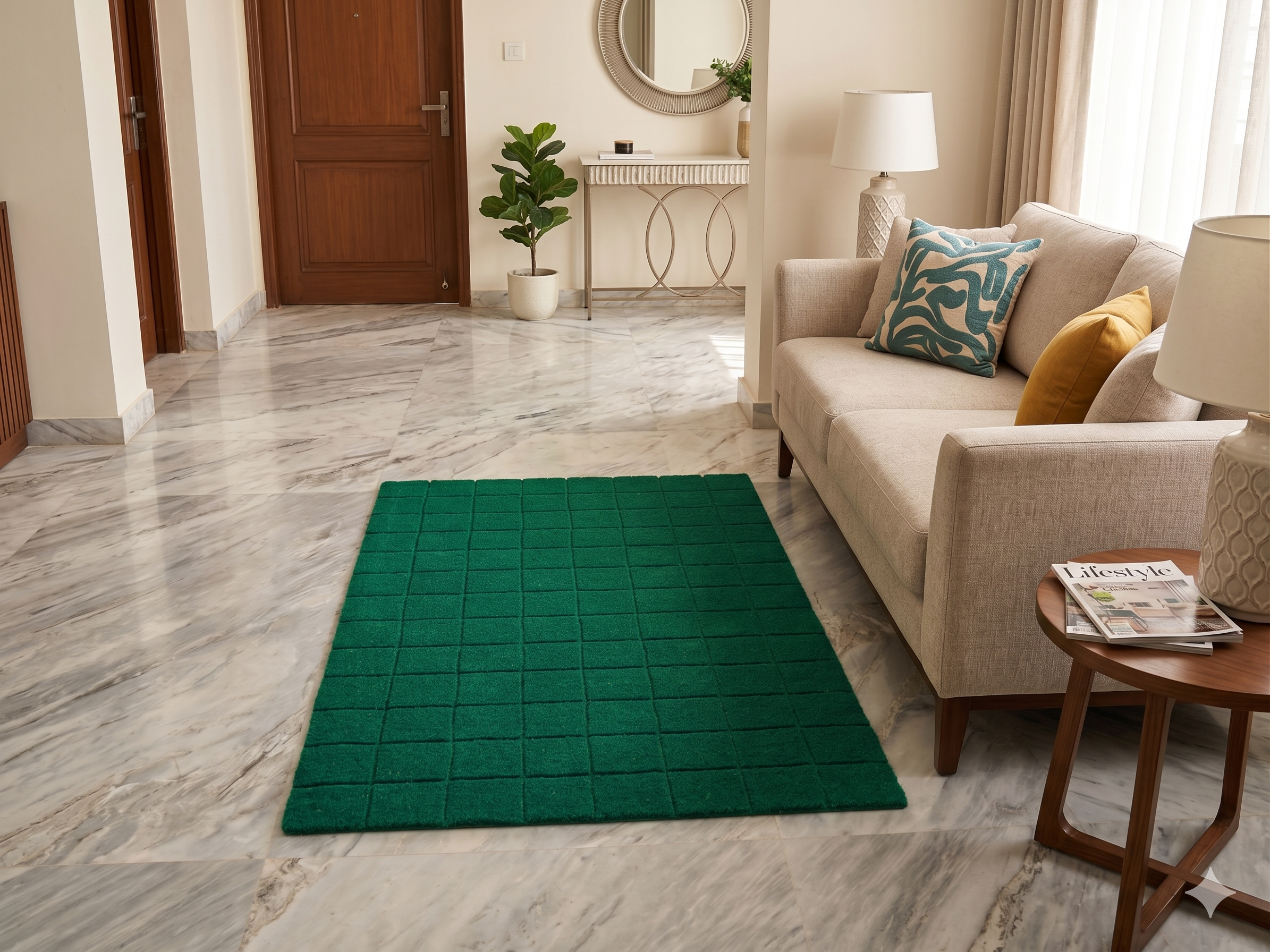 AR-017 | Textured Grid Hand-Tufted Rug