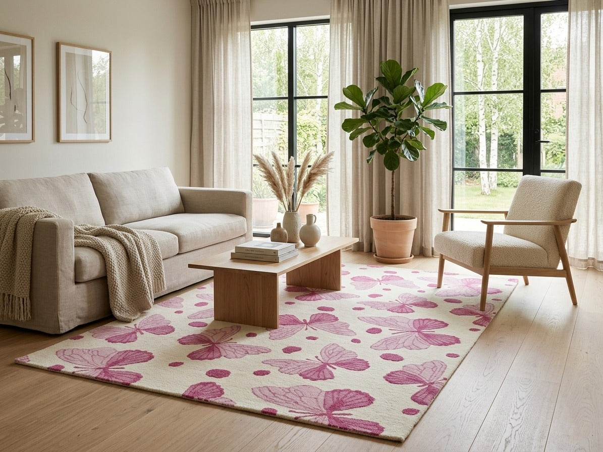 AR-002 | Butterfly Pattern Hand-Tufted Rug